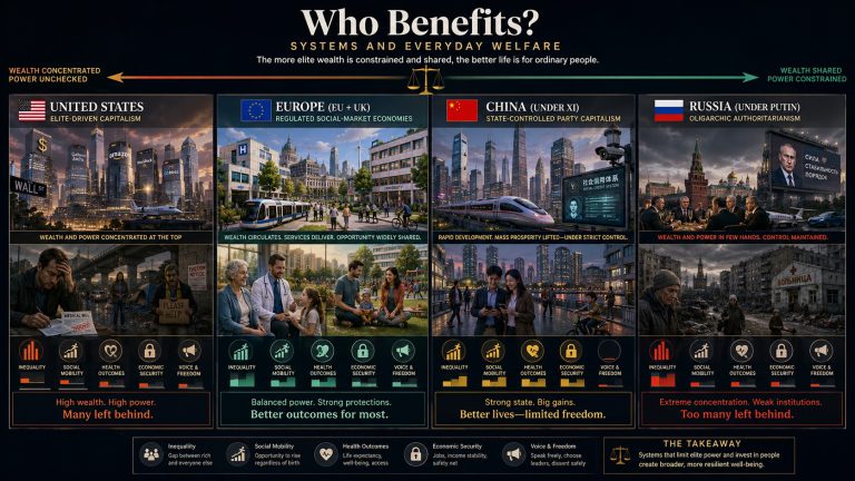 Capitalism for the Few vs. Communism for the Party: How the Masses Actually Fare in the US, EU/UK, China and Russia