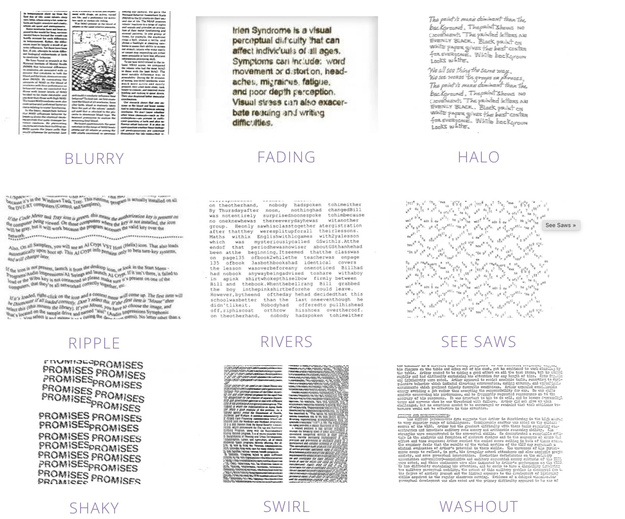Visual Distortions of Irlen Effect.
